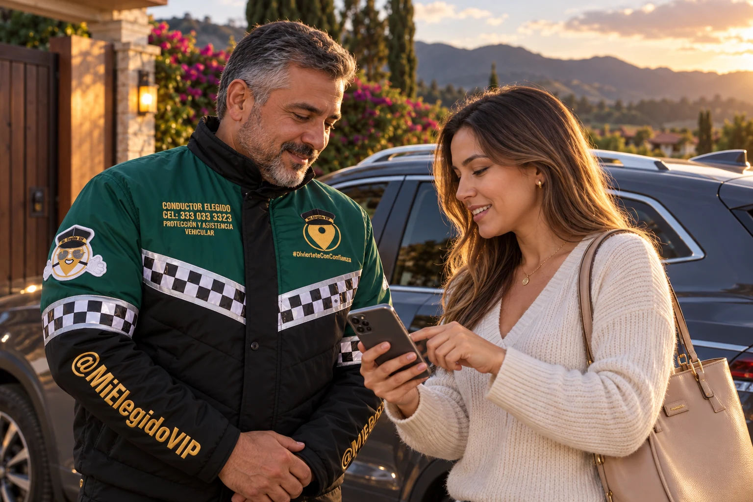 Conductor elegido con uniforme de Mi Elegido VIP, imagen ilustrativa para el servicio en Cota