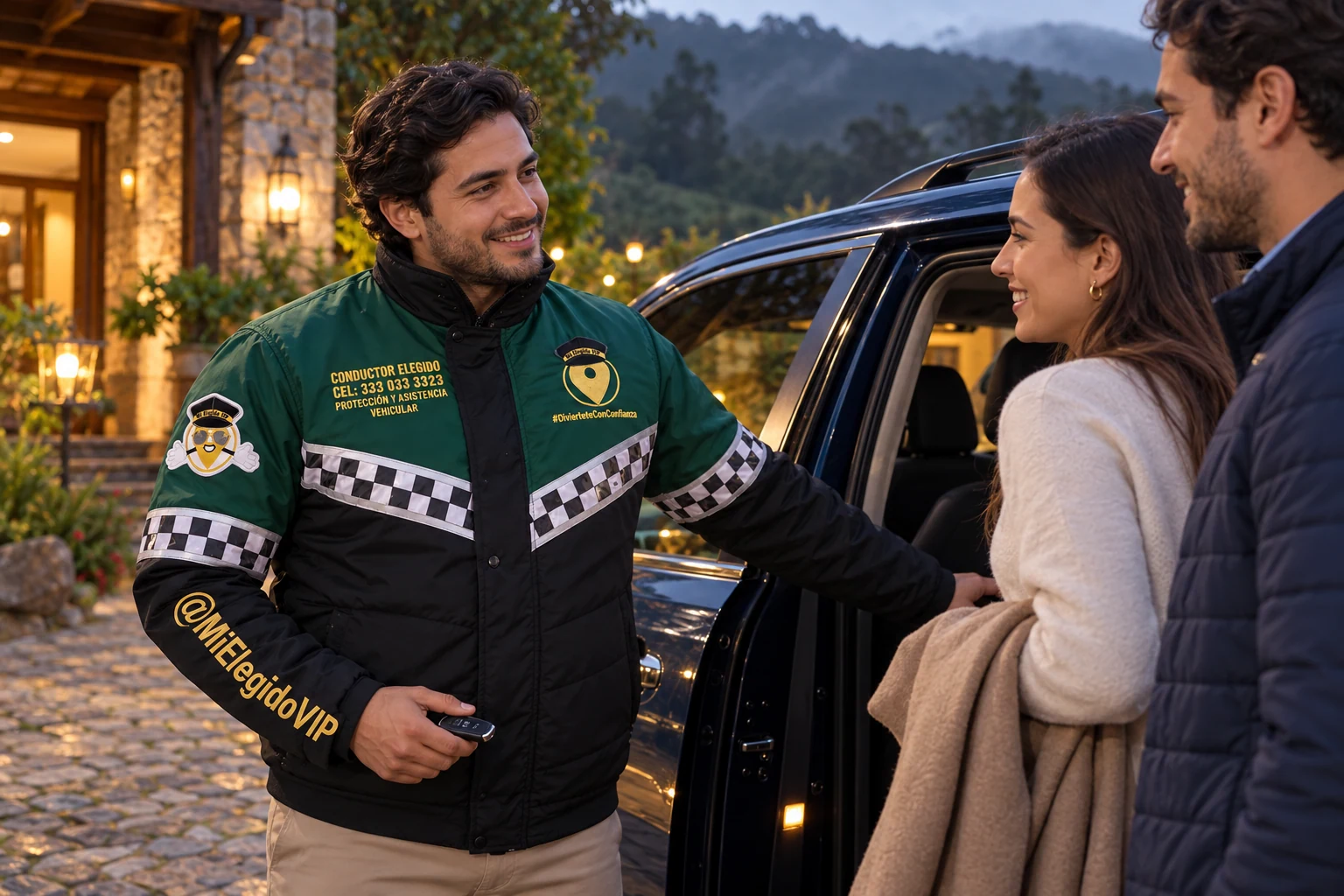 Conductor elegido con uniforme de Mi Elegido VIP, imagen ilustrativa para el servicio en Guasca