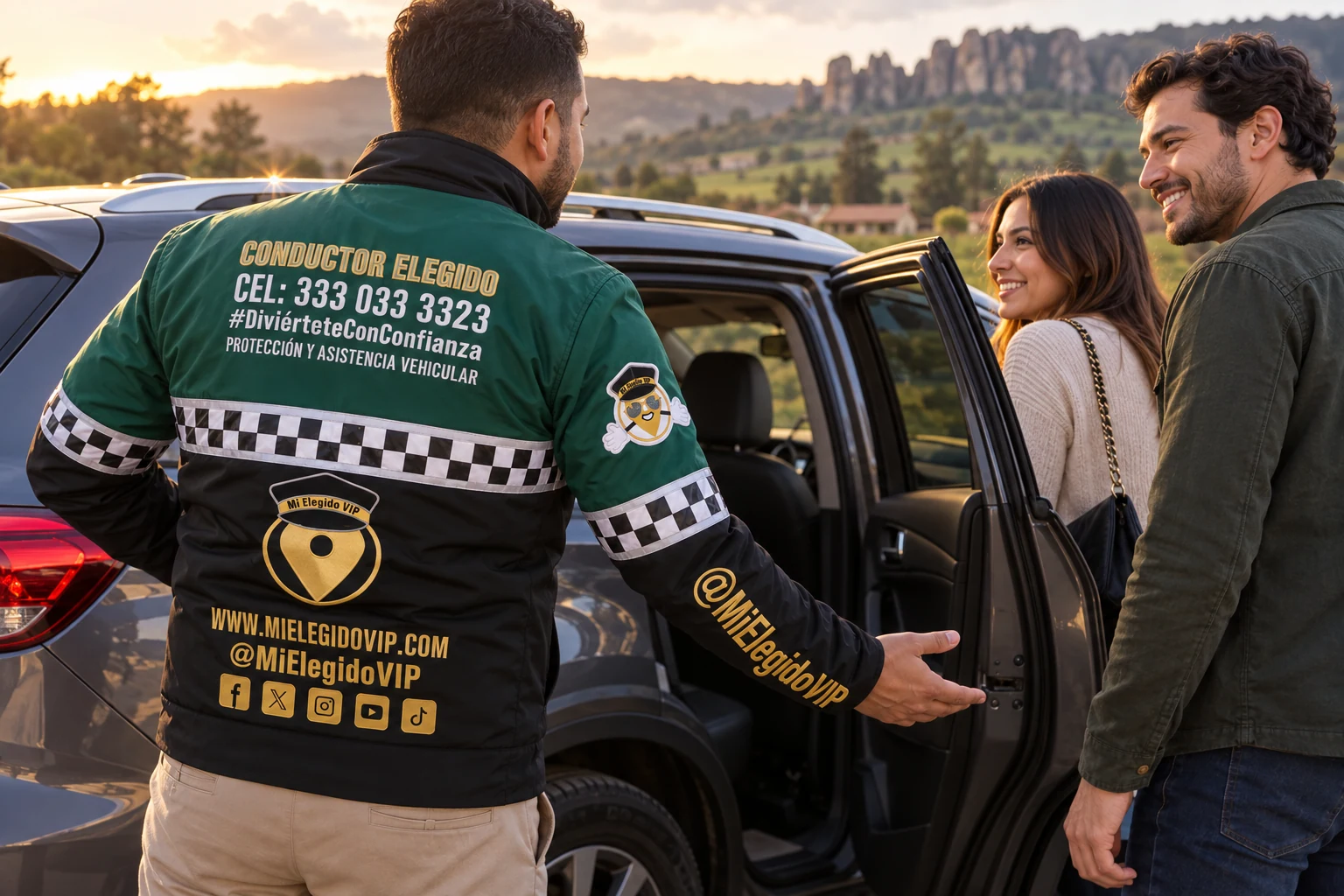 Conductor elegido con uniforme de Mi Elegido VIP, imagen ilustrativa para el servicio en Suesca